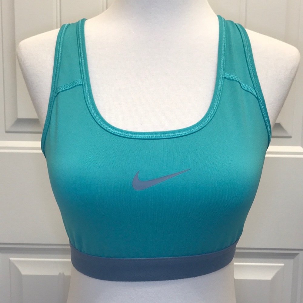 NIKE Dri Fit Classic Sports Bra (Med) Teal/Gray